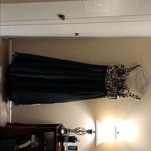 Long black/ sheer ball gown